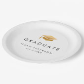 Minimal Gold Grad Cap Moderne Graduierungspartei Pappteller (Schrägansicht)