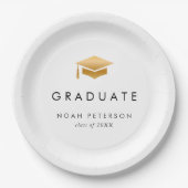Minimal Gold Grad Cap Moderne Graduierungspartei Pappteller (Vorderseite)