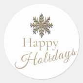 Minimal Gold Happy Holidays Round Sticker (Vorderseite)