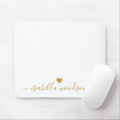 Minimal Gold Heart Script Signature Name  Mousepad (Mit Mouse)