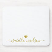 Minimal Gold Heart Script Signature Name  Mousepad (Vorne)