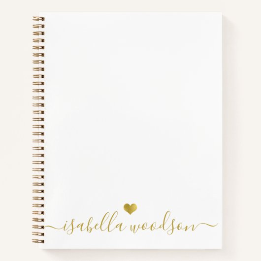 Minimal Gold Heart Script Signature Name  Notizblock (Vorderseite)