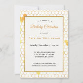 Minimal Gold Honeycomb Geburtstag Einladung (Vorderseite)