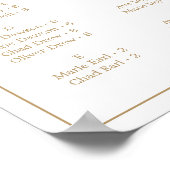 Minimal Gold Horizontales Alphabetisches Sitzdiagr Poster (Ecke)