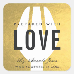 MINIMAL GOLD IMITATE SPOON GARTEN MIT LIEBE VORBER QUADRATISCHER AUFKLEBER