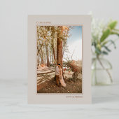 Minimal Gold Just Married Elopement Ankündigung (Stehend vorne)