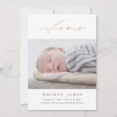 Minimal Gold Kalligraphie Scripting Willkommensgeb Ankündigung (Vorderseite)