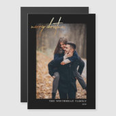 Minimal Gold Merry Christmas Black Magnetic Card Magnetkarte (Vorne/Hinten)