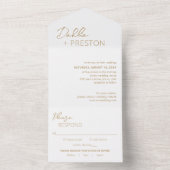 Minimal Gold Moderne Hochzeit All In One Einladung (Innen Boden)