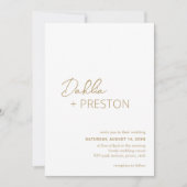 Minimal Gold Moderne Hochzeit Einladung (Vorderseite)