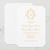 Minimal Gold Monogram Wedding Invitation Einladung (Vorne/Hinten)