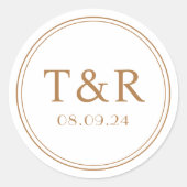 Minimal Gold Monogram Wedding Umschlag Aufkleber (Vorderseite)