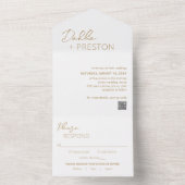 Minimal Gold QR Code Moderne Hochzeit All In One Einladung (Innen Boden)