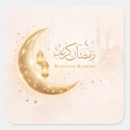 Minimal Gold Ramadan Kareem Stick– Elegant Islamic Quadratischer Aufkleber