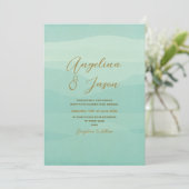 Minimal Gold Sage Green Wedding Einladung (Stehend Vorderseite)