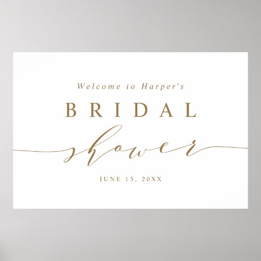 Minimal Gold Script Brautparty Willkommenszeichen Poster (Vorne)