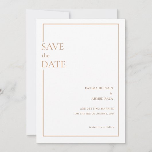 Minimal Gold-Script-Hochzeit für Muslime retten da Save The Date (Vorderseite)
