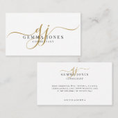 Minimal Gold Script Monogram Consultant Visitenkarte (Vorne/Hinten)