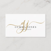 Minimal Gold Script Monogram Consultant Visitenkarte (Vorderseite)
