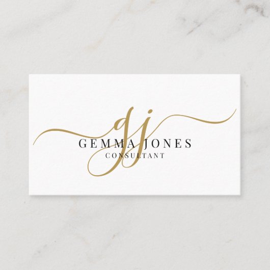 Minimal Gold Script Monogram Consultant Visitenkarte (Vorderseite)