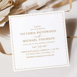 Minimal Gold Script Square Wedding Einladung