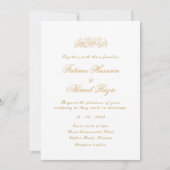 Minimal Gold Script White Islamic Wedding Einladung (Vorderseite)