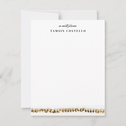 Minimal Gold Sequin Flat Note Personal Stationery Einladung (Vorderseite)