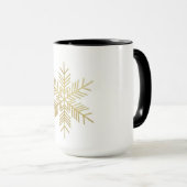 “Minimal Gold Snowflake Christmas Mug | Eleg 15 oz Tasse (VorderseiteRechts)