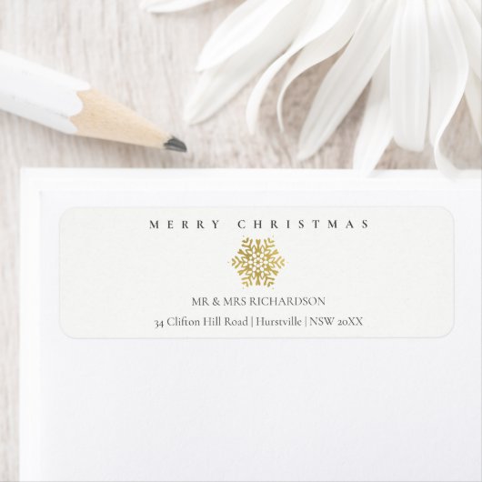 Minimal Gold Snowflake Frohe Weihnachtsadresse (Insitu)
