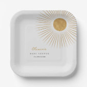 Minimal Gold Sunshine Baby Shower Paper Teller (Vorderseite)