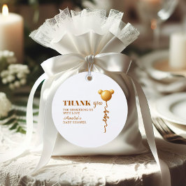 Minimal Gold Teddy Balloon Thank You Geschenkanhänger