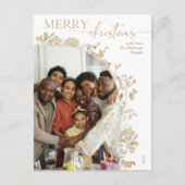 Minimal Gold Typografy Arch Foto Weihnachten Postkarte (Vorderseite)