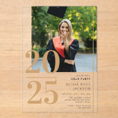 Minimal Gold Typografy Foto Abschluss Acryleinladungen (Vorderseite)