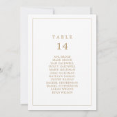 Minimal Gold Typografy Tischnummer Seating Chart (Rückseite)