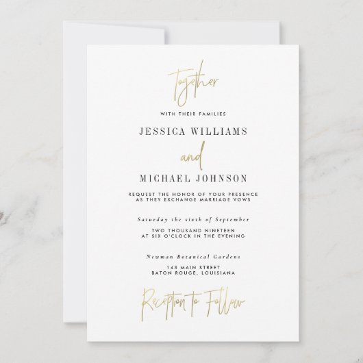 Minimal Gold Typografy Wedding Einladung (Vorderseite)