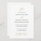 Minimal Gold Typografy Wedding Einladung (Vorne/Hinten)