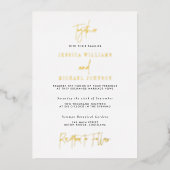 Minimal Gold Typografy Wedding Folieneinladung (Vorderseite)