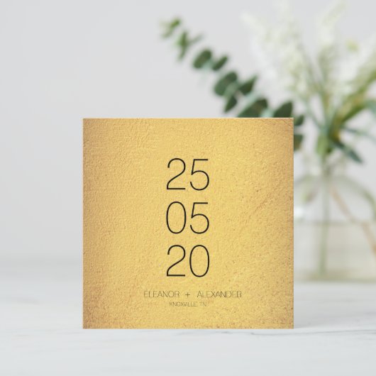 Minimal Gold und Black Simple No Foto Save The Date (Stehend Vorderseite)