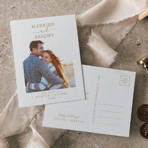 Minimal Gold Verheiratet und hell Danke schön neu Feiertagspostkarte