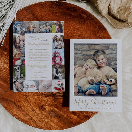 Minimal Gold Was für ein Jahr FotoCollage Weihnach Feiertagskarte