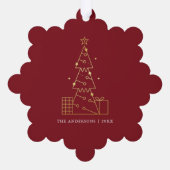 Minimal Gold Weihnachtsbaum Modern Red Ornament Karte (Rückseite)