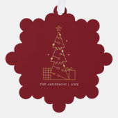 Minimal Gold Weihnachtsbaum Modern Red Ornament Karte (Vorderseite)