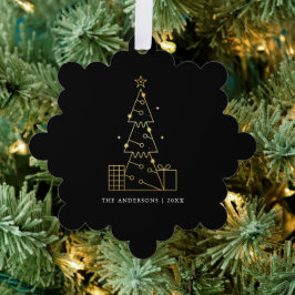 Minimal Gold Weihnachtsbaum Moderner Schwarz Ornament Karte