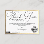 Minimal Gold White Black Script Kunde Vielen Dank Visitenkarte (Vorderseite)