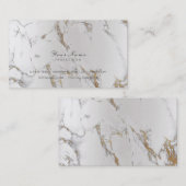 Minimal Golden Strokes Silver Metallic Marmor Grau Visitenkarte (Vorne/Hinten)
