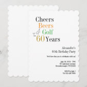 Minimal Golf 60. Geburtstag Cheers and Biere Einladung (Vorne/Hinten)