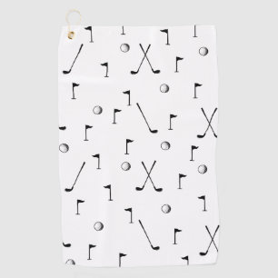 Minimal Golf Pattern Ball Flag Klettergarten Golfhandtuch