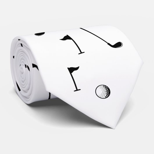 Minimal Golf Pattern Ball Flag Klettergarten Krawatte (Gerollt)