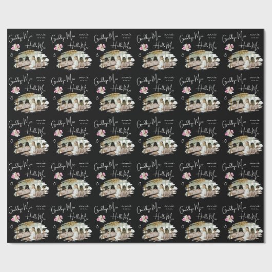 Minimal Goodbye Miss Hallo Mrs. Brautparty Geschenkpapier (Flach)