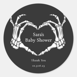 Minimal Goth Skeleton Hands Baby Shower Gevor Runder Aufkleber